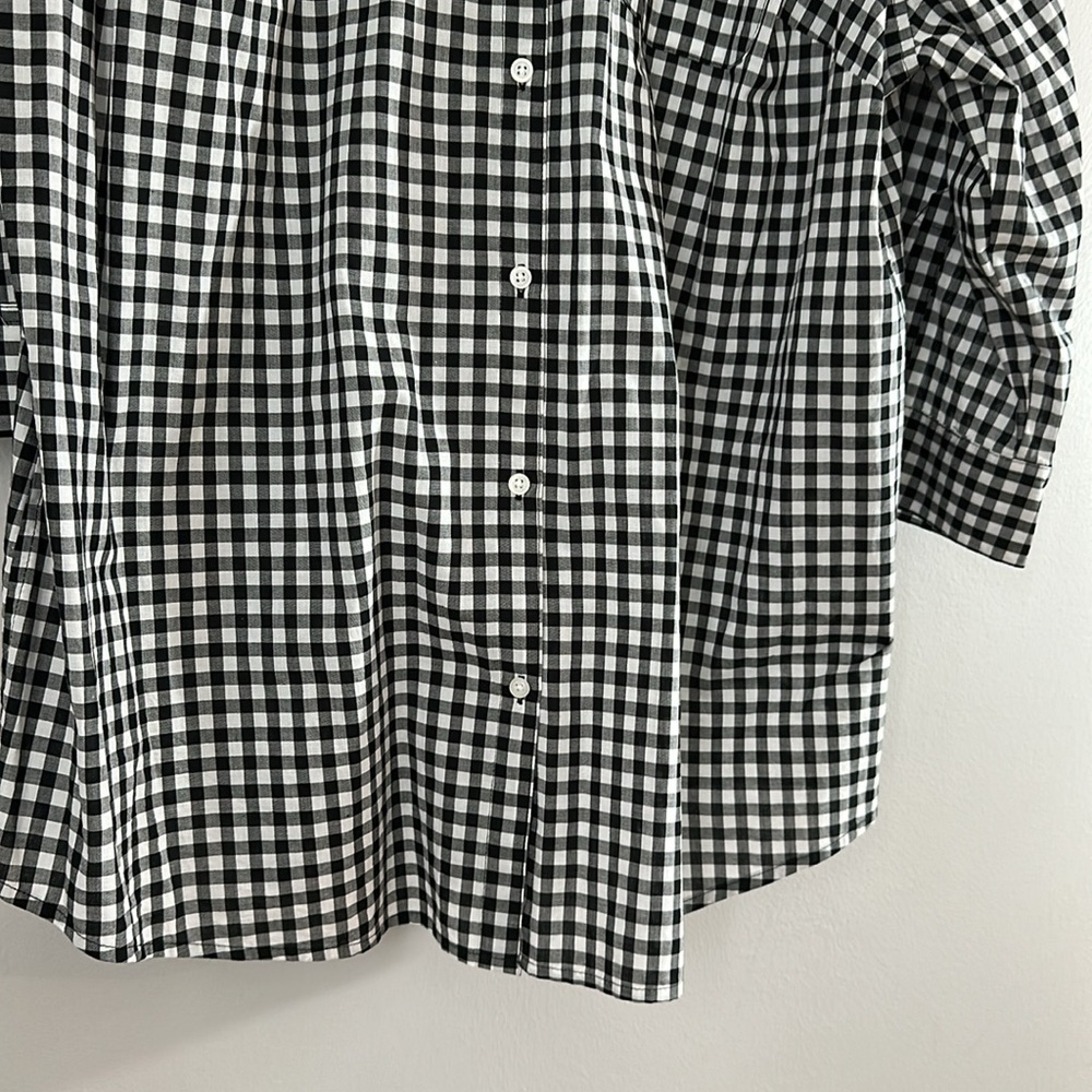 Croft & Barrow Shirt Black White Gingham Button Up Roll Tab 3/4 Sleeve 1X - Picture 4 of 7